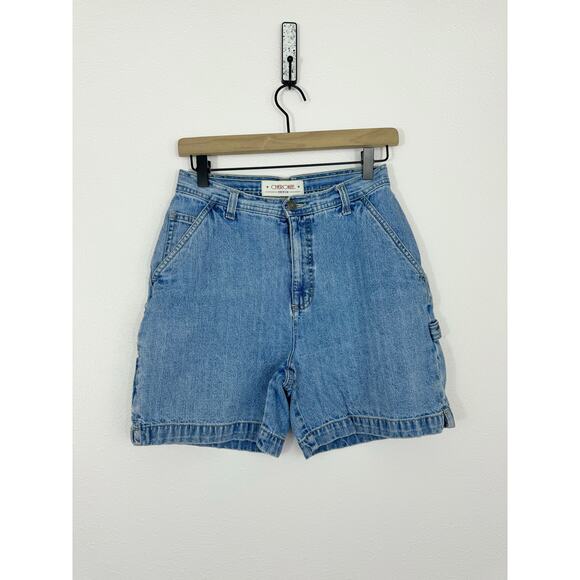 Vintage Cherokee Denim Carpenter Shorts Size 6 High Rise Utility Y2K - Picture 1 of 4